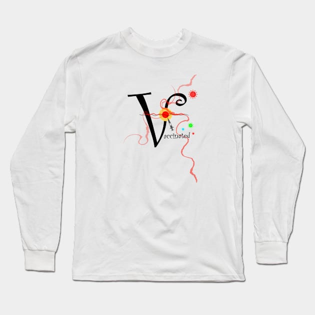 Vaccinated Design 3 Long Sleeve T-Shirt by Crazydodo